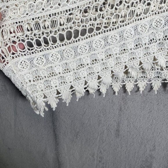 Cabi Capri Top #5026 Ecru Crochet Swim Cover Beach Resort Summer Vacation - Picture 10 of 14